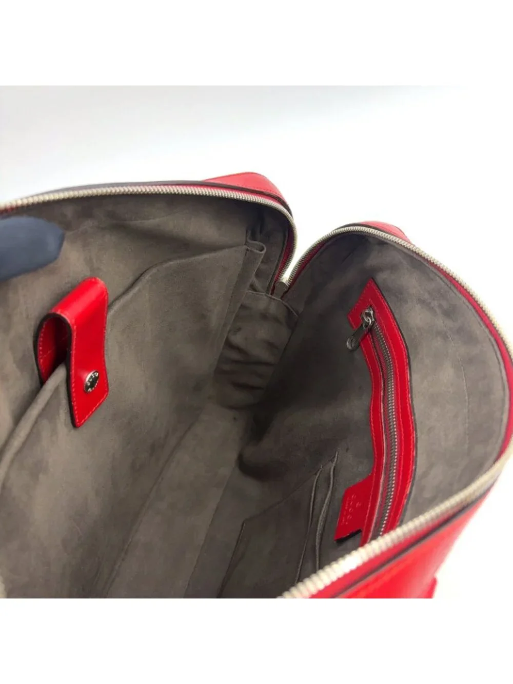 Gucci Guccissima Leather Red Business Bag Silver